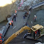Barnard Creek Canyon Debris Dam under construction