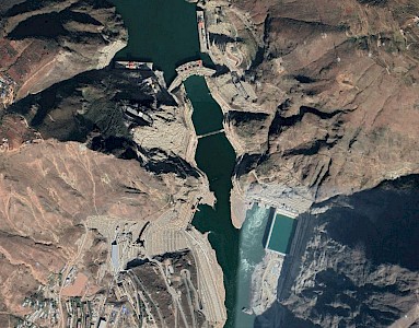 Wudongde secondary dam on Google Earth